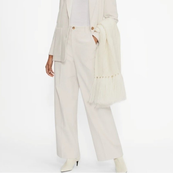 NWT Ted Baker London Benitot Straight Wide Leg Corduroy Trouser in White size.10 - Picture 1 of 14